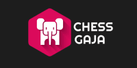 A logo featuring a stylized white elephant inside a pink hexagon with the text "chess gaja" next to it.
