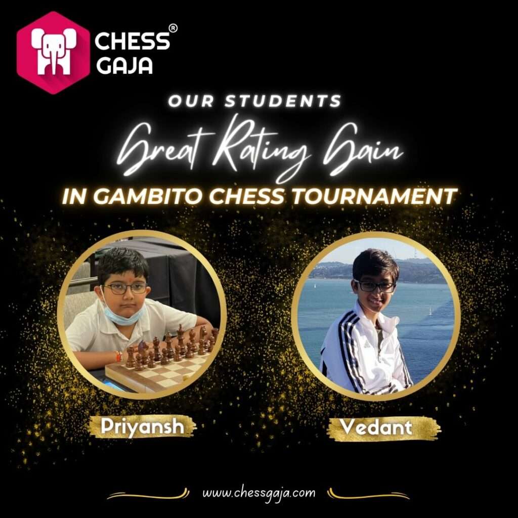 Great Rating Gain by Chess Gaja Students in Gambito Chess Tournament