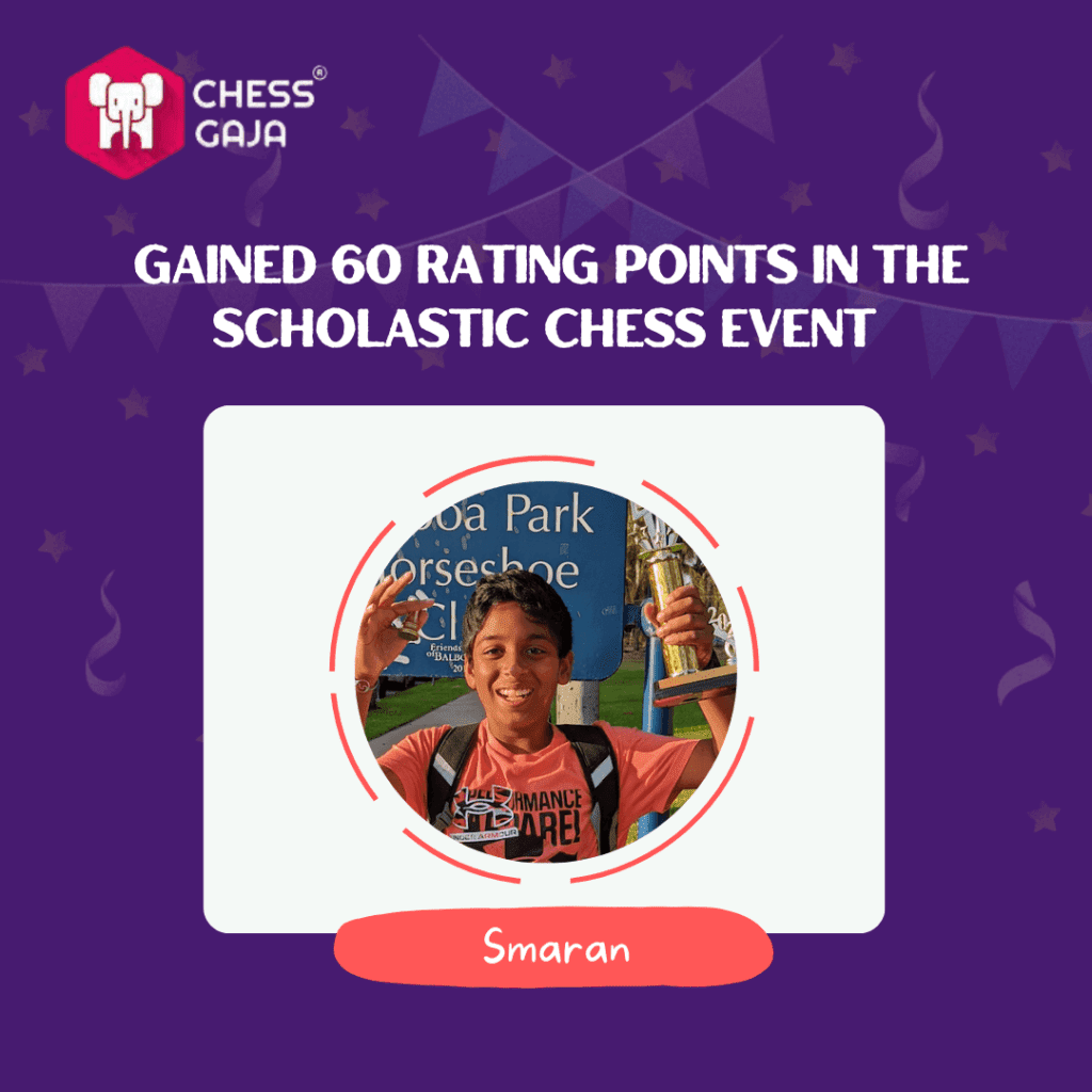 Smaran Gained 60 Rating Points in the Scholastic Chess Event