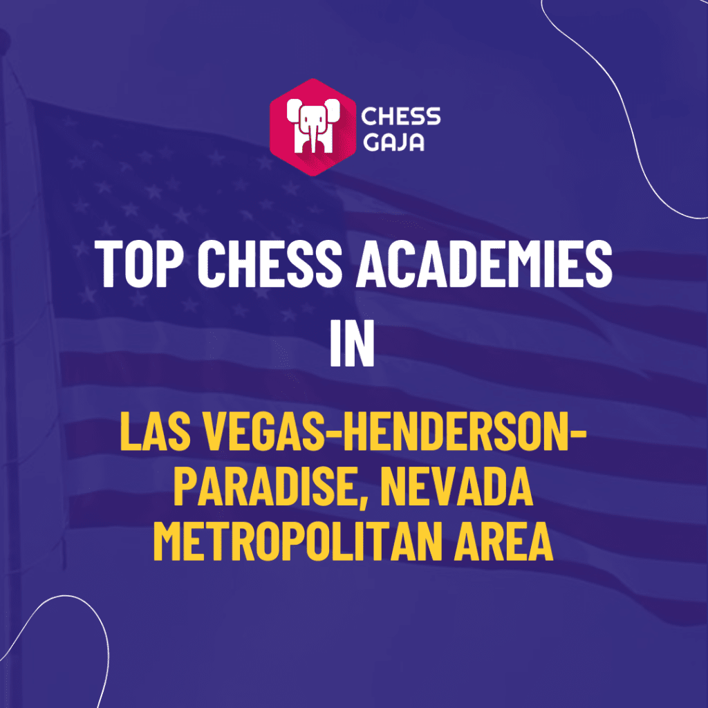 Graphic titled "top chess academies in las vegas-henderson-paradise, nevada metropolitan area" with a purple and blue background and a chess icon.