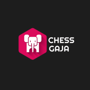 A logo featuring a stylized white elephant inside a pink hexagon with the text "chess gaja" next to it.