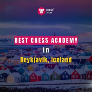 Colorful houses in Reykjavik, Iceland, with a logo and text reading "Best Chess Academy in Reykjavik, Iceland" over the image.