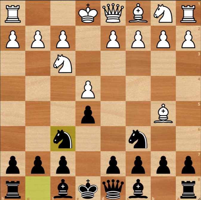Berlin position on the board after 1.e4 e5 2.Nf3 Nc6 3.Bb5 Nf6 and it's White to play