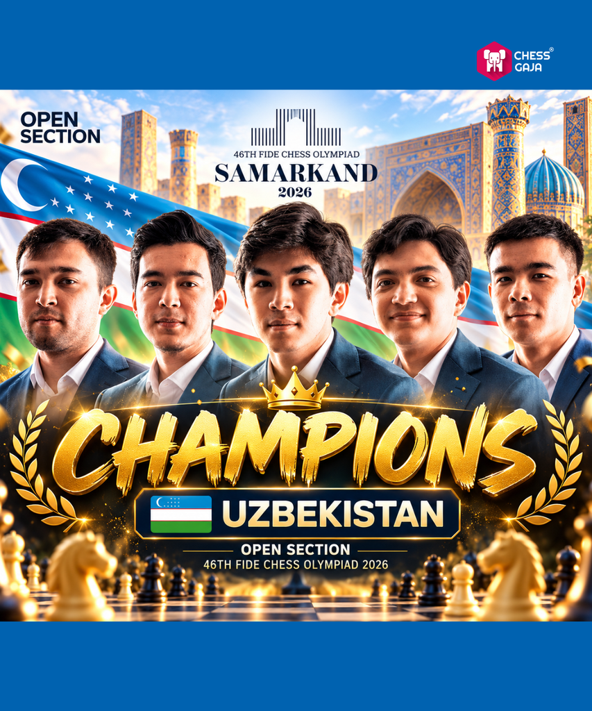 Uzbekistan as champions of the 46th FIDE Chess Olympiad 2026 Open Section.