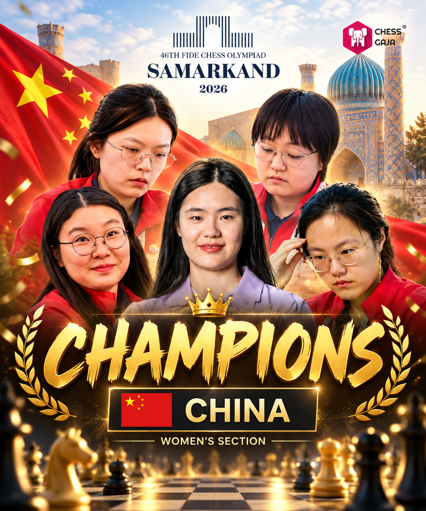 “Champions China Women’s Section, 46th FIDE Chess Olympiad Samarkand 2026.”.