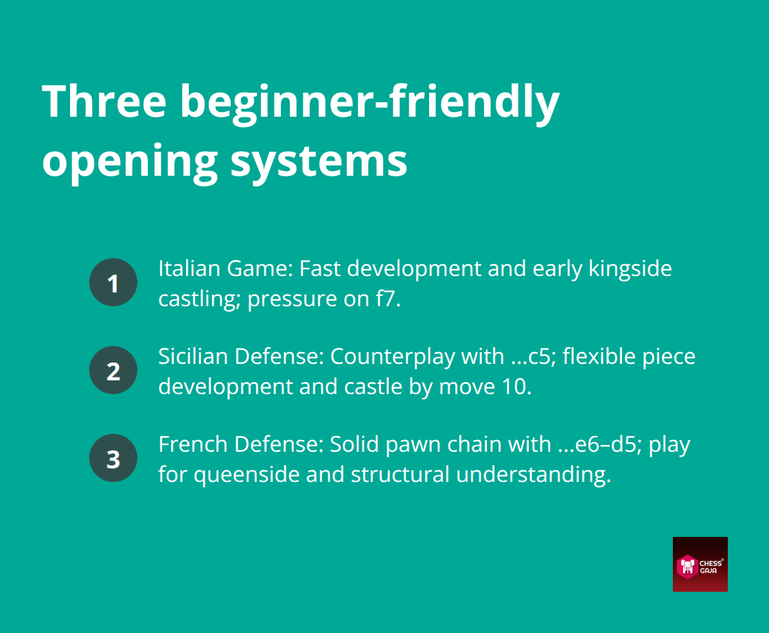 Quick summary of Italian, Sicilian, and French plans for beginners