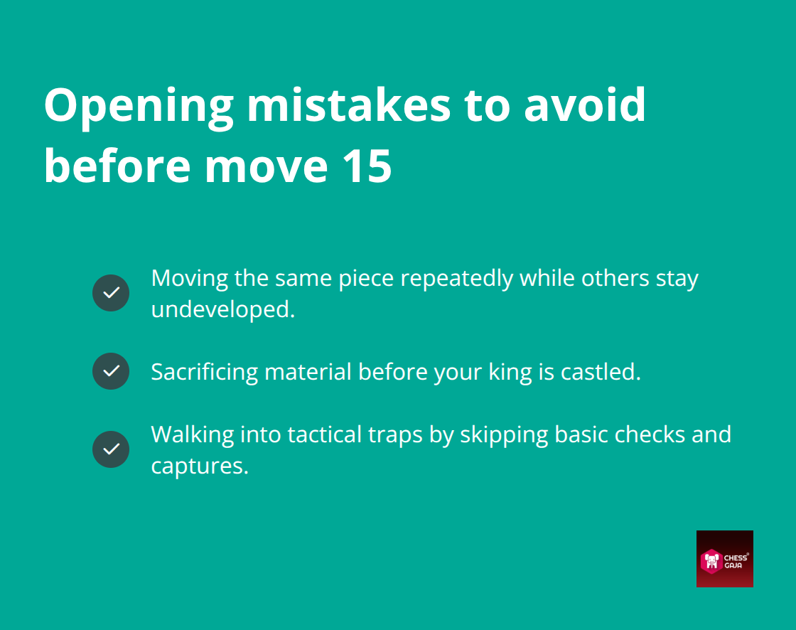 Checklist of common beginner opening errors to avoid - basics of chess openings