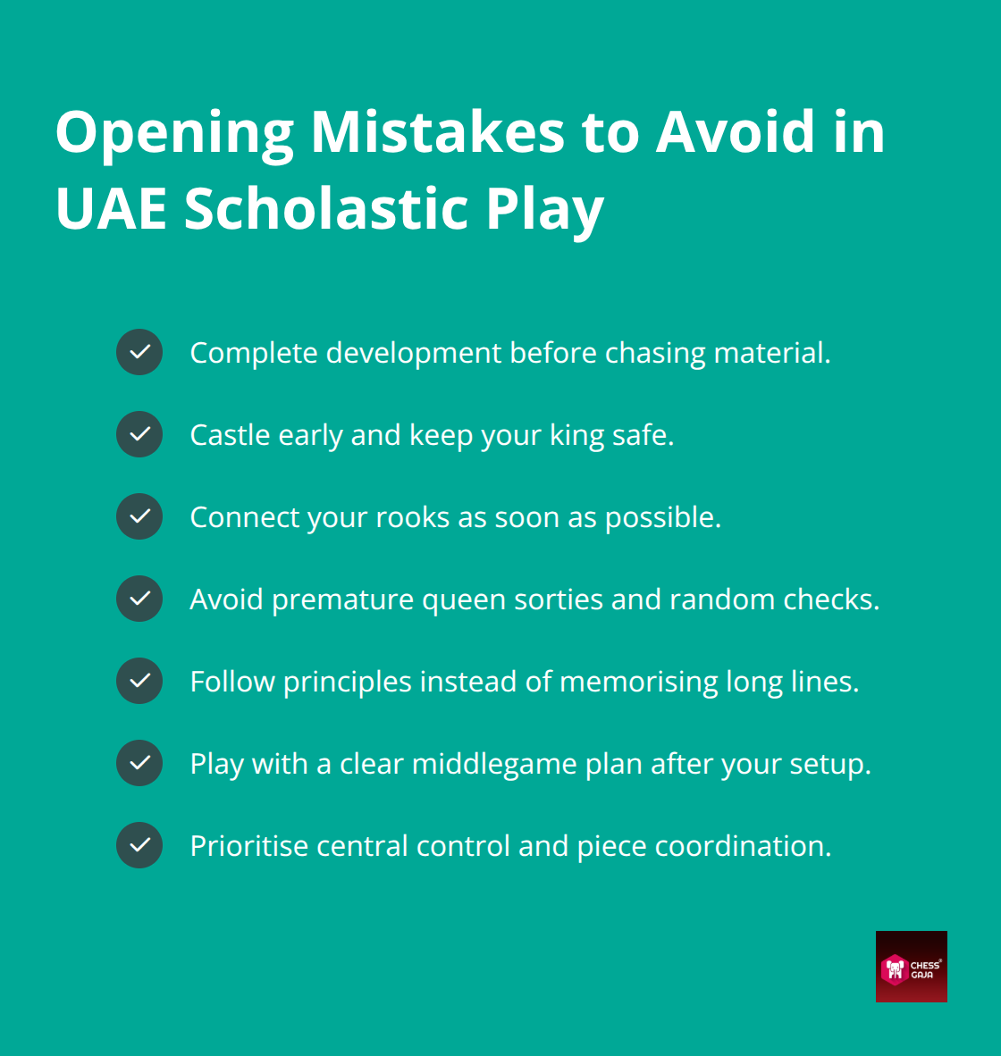 Compact checklist of common beginner opening mistakes to avoid - beginner friendly openings
