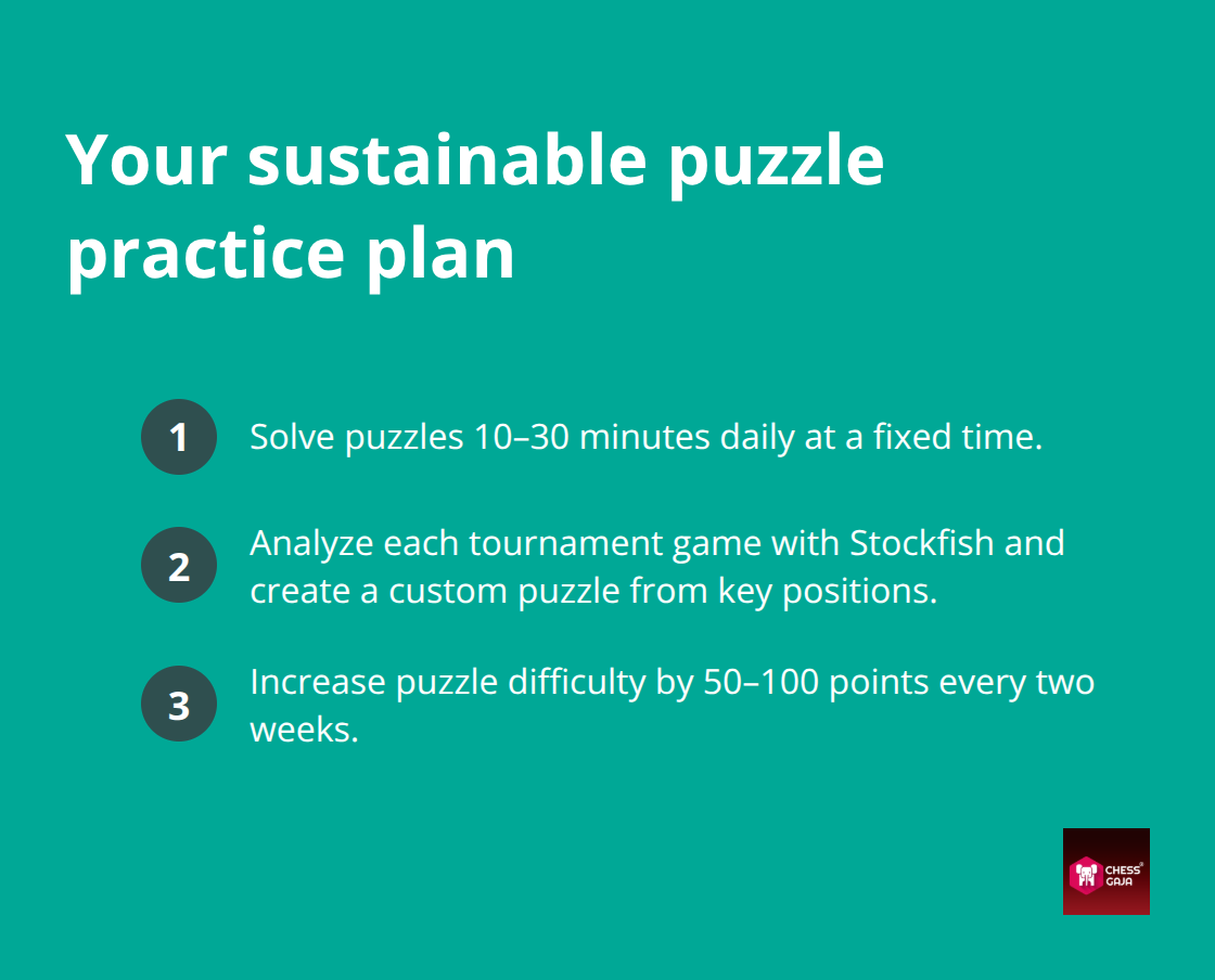 Three-step checklist for daily chess tactics training