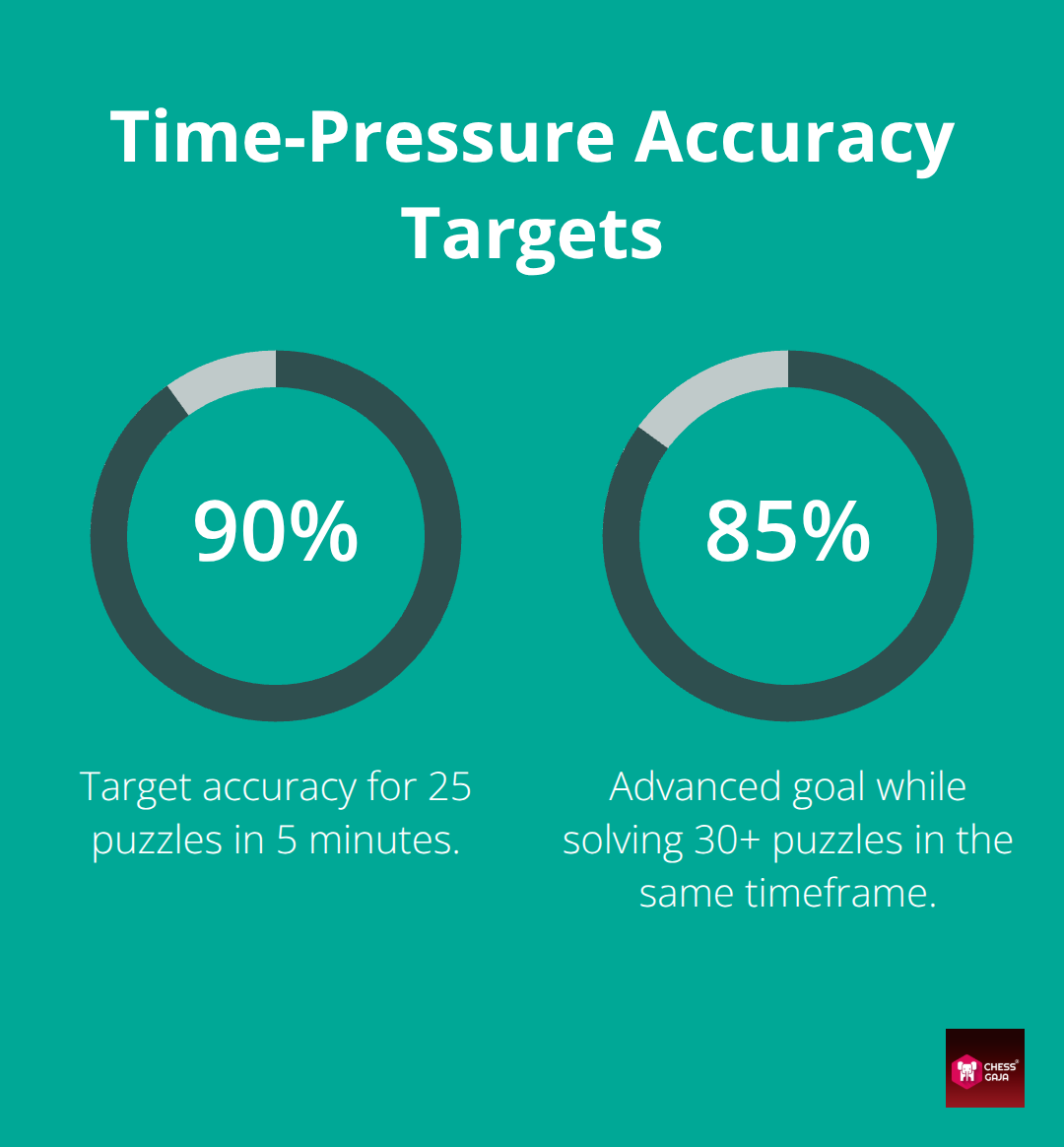 Chart showing accuracy targets for time-pressured chess puzzle drills - chess tactics training