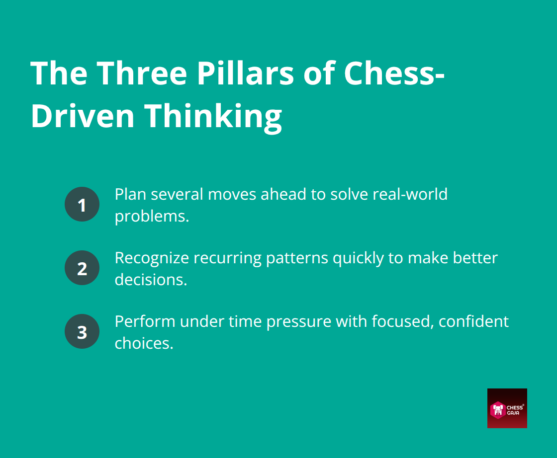 Three key cognitive skills children build through chess: forward planning, pattern recognition, and performance under pressure. - cognitive benefits chess kids