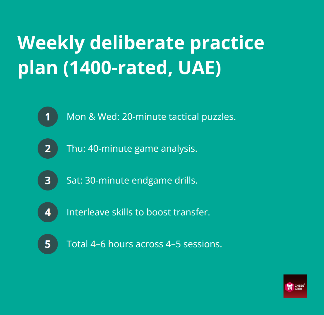 Compact weekly schedule for structured chess practice