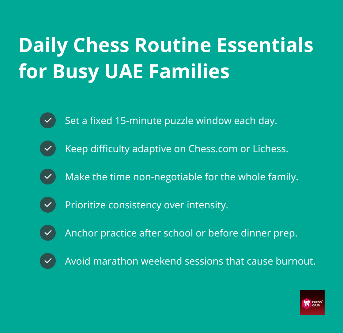 Checklist of daily chess practice essentials for families in the UAE