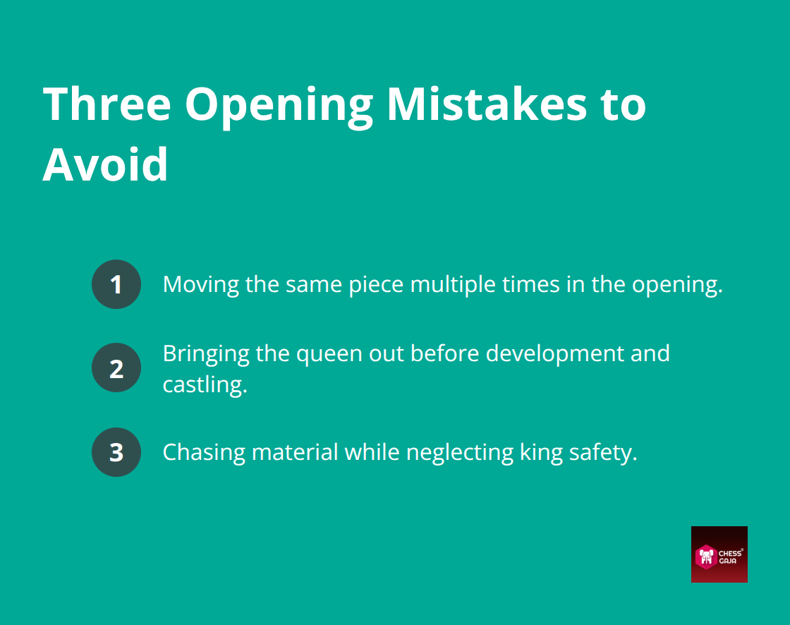 Compact list of common opening errors to prevent quick losses - good openings for chess