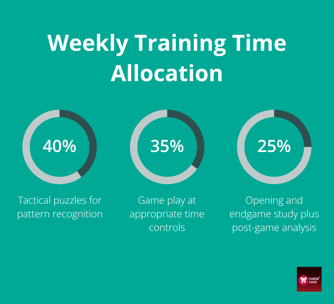 Recommended split of training time across puzzles, games, and study/analysis - improving chess through practice