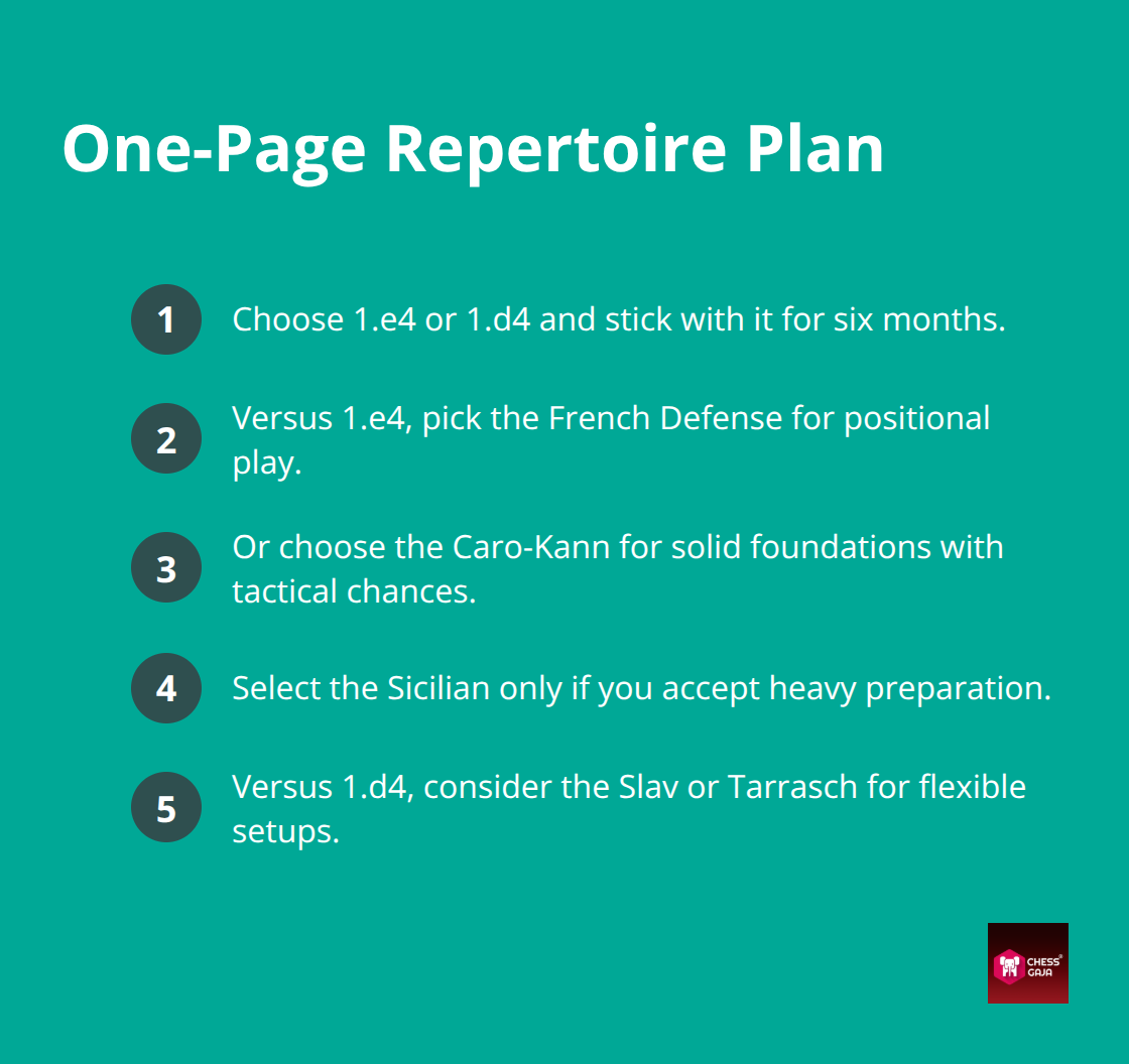 Compact list of opening choices for faster improvement - opening repertoire planning