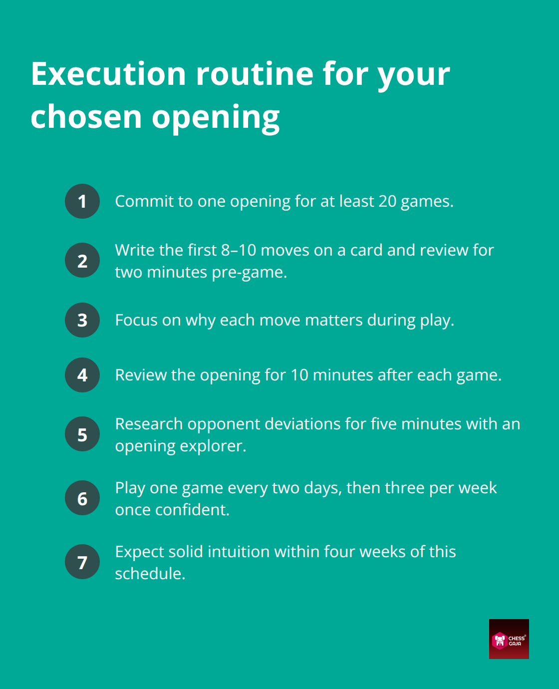 Compact step-by-step routine to practice and review your opening in Dubai - Openings for beginners Dubai