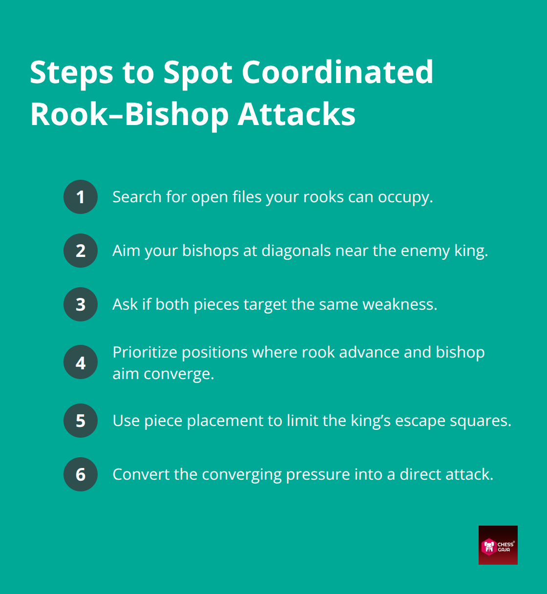 Compact checklist for recognizing rook–bishop coordination - rook and bishop tactics