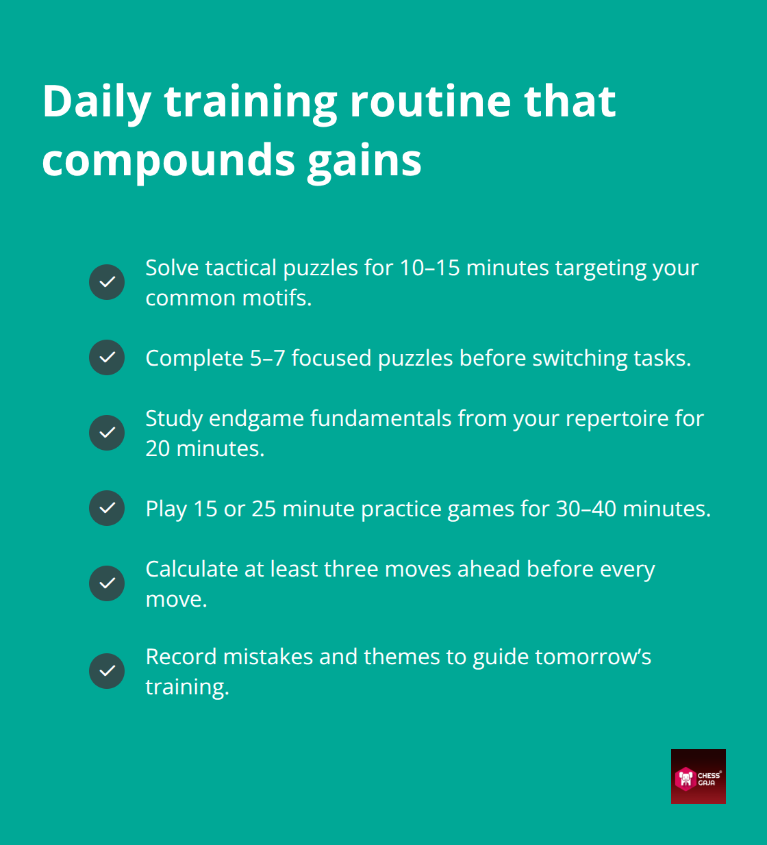 Structured daily chess practice plan with time allocations - tips for intermediate chess players
