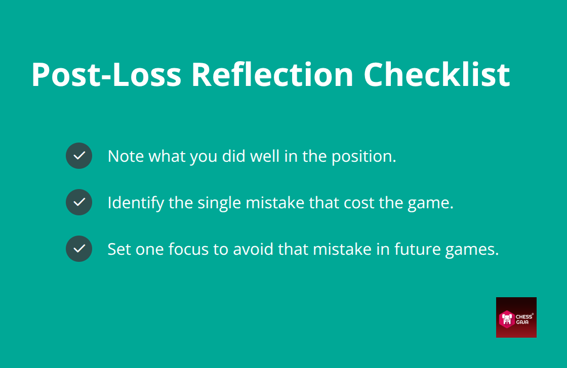 Three-item checklist to extract one lesson after a loss and move forward. - Tournament psychology strategies