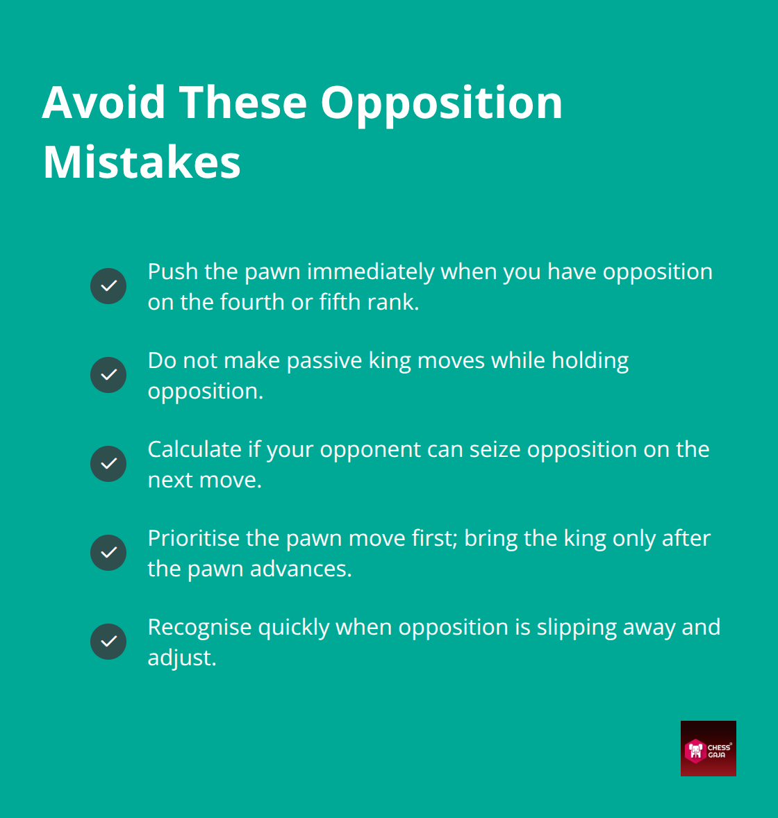 Checklist of common opposition errors to avoid in junior tournaments - winning opposition principles